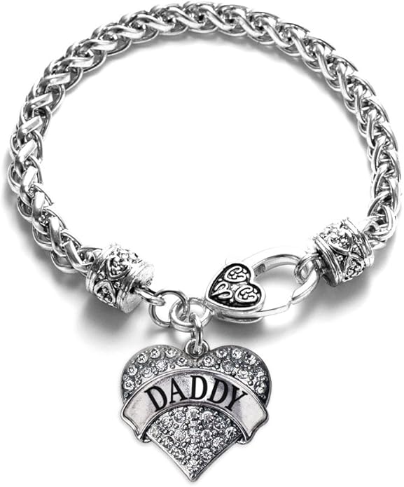 Inspired Silver - Silver Pave Heart Charm Bracelet with Cubic Zirconia Jewelry
