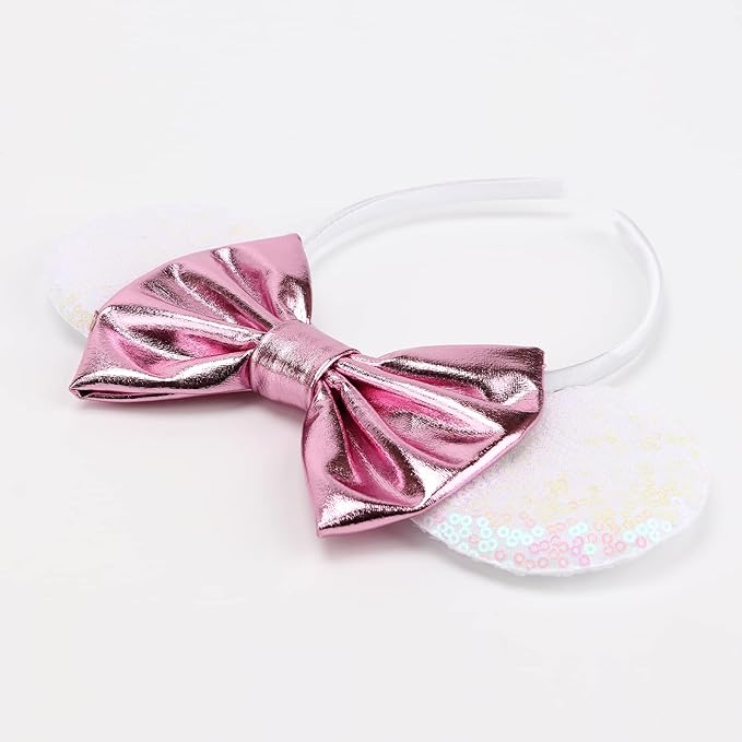 DRESHOW Mouse Ears Bow Headbands Glitter Party Decoration Cosplay Costume for Women