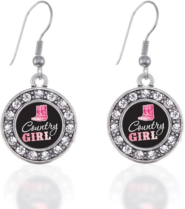 Inspired Silver - Silver Circle Charm French Hook Drop Earrings with Cubic Zirconia Jewelry