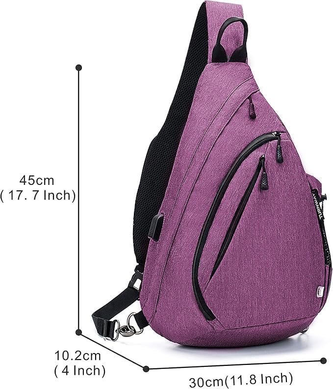 TurnWay Water-Proof Sling bag/Crossbody Backpack/Shoulder Bag with USB Charging Port for Travel, Hiking, Cycling, Camping