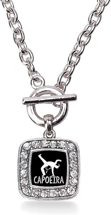Inspired Silver - Silver Square Charm 18 Inch Necklace with Cubic Zirconia Jewelry