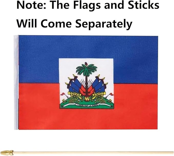 GSYLPFT 12 Pack Haiti Flags on Sticks Haitian Small Mini Hand Held Flags for Office Classroom Holiday Party Decorations
