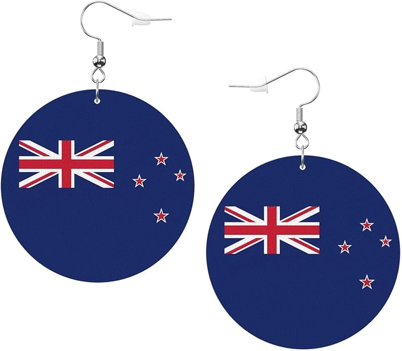 Round Faux Leather Earrings for Women Lightweight Double-Side Printed Drop Dangle Earring for Festival Party Gift