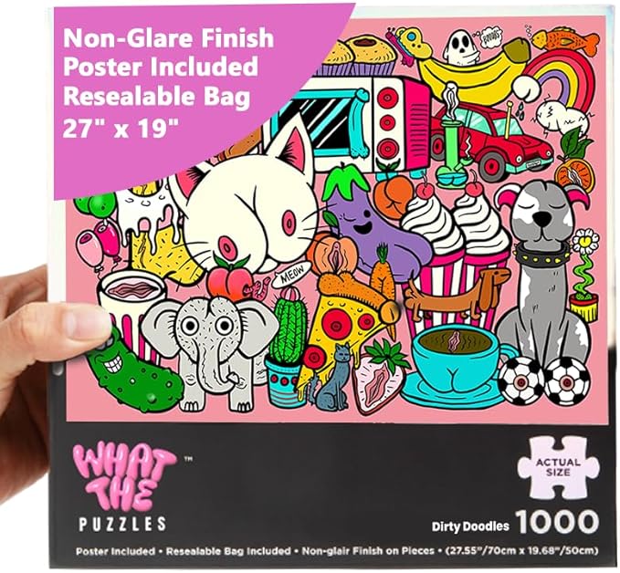 What The Puzzles - Challenging Jigsaw Puzzles 1000 Pieces, Difficult Brain Teaser Puzzles for Adults (Funny Doodle)