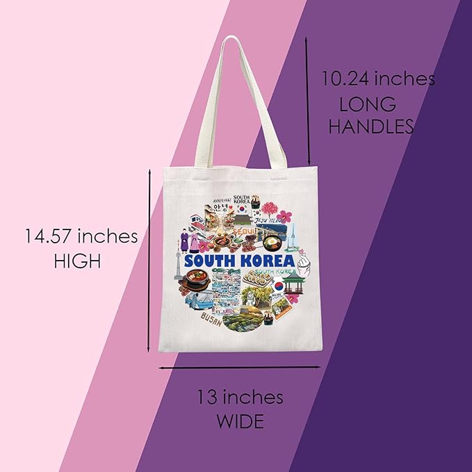 MNIGIU South Korea Tote Bag Moving to South Korea Gift South Korea Souvenir Gift South Korea Travel Gift (South Korea Tote), Small