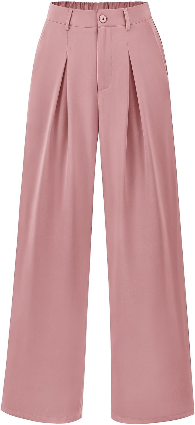 BTFBM Women High Waist Palazzo Pants Spring 2026 Casual Wide Leg Trousers Loose Work Office Business Suit Pant Pockets