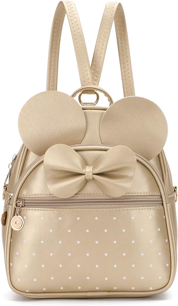 KL928 Girls Mini Backpack Bowknot Polka Dot Cute Small Daypacks Convertible Shoulder Bag Purse for Women