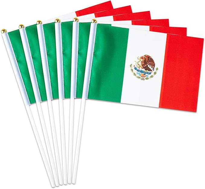 Mexico Flag Small Mexican Flag 12 Pack Mini Hand Held Mexican Flags on Sticks for Party Parades Sports Events Patriotic Holiday Decorations