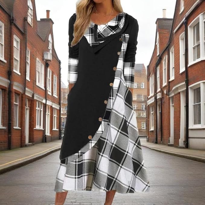 Winter Dresses for Women Wedding Guests Casual Cute Heart Long Sleeve Tiered Maxi Dress with Pockets Plus Size