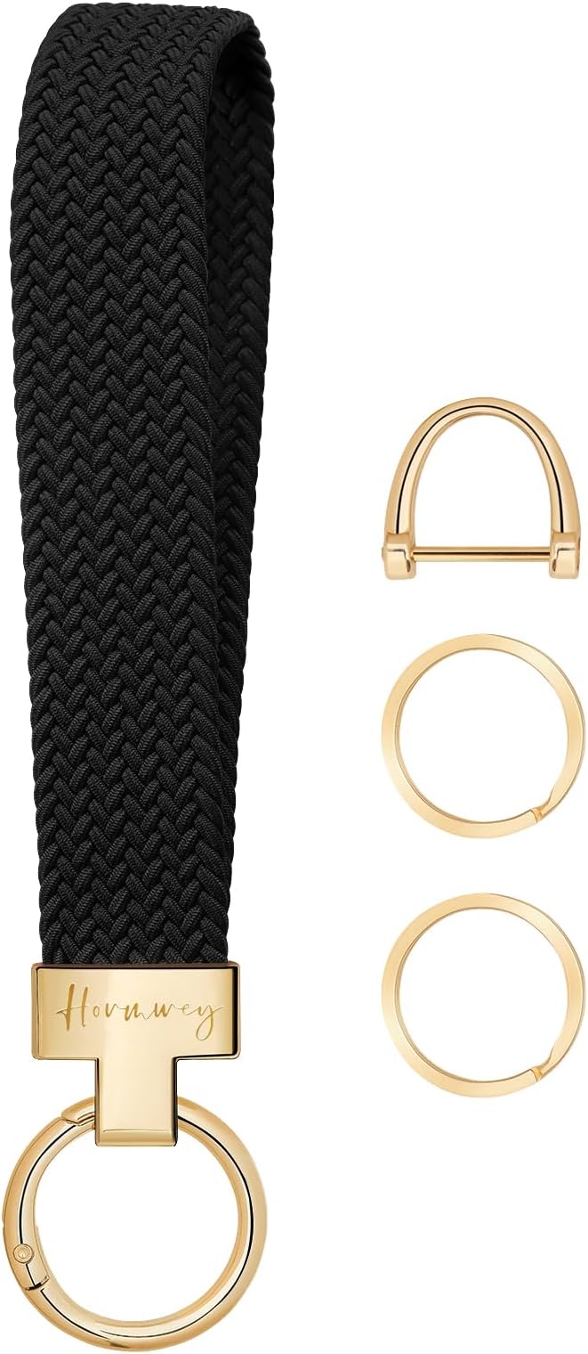 Hovmwey Elastic Wristlet Keychain for Women Men, Cute Car Key Chain, Braided Wrist Strap Lanyard for Keys ID Badges