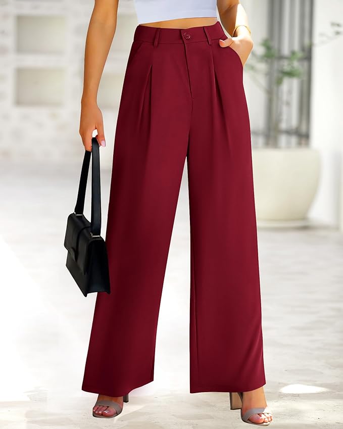 BTFBM Women High Waist Palazzo Pants Spring 2026 Casual Wide Leg Trousers Loose Work Office Business Suit Pant Pockets