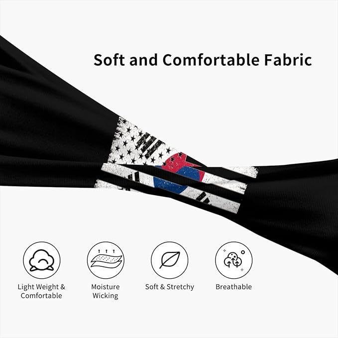 South Korea Korean Flag Novelty Blur Style Stretchy Breathable Sports Headbands for Women Men - Moisture Wicking Workout Sweatbands for Running Yoga Gym Tennis Cycling