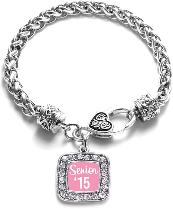 Inspired Silver - Silver Square Charm Bracelet with Cubic Zirconia Jewelry