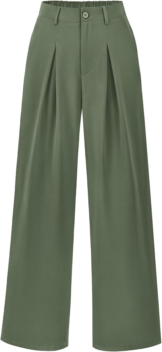 BTFBM Women High Waist Palazzo Pants Spring 2026 Casual Wide Leg Trousers Loose Work Office Business Suit Pant Pockets
