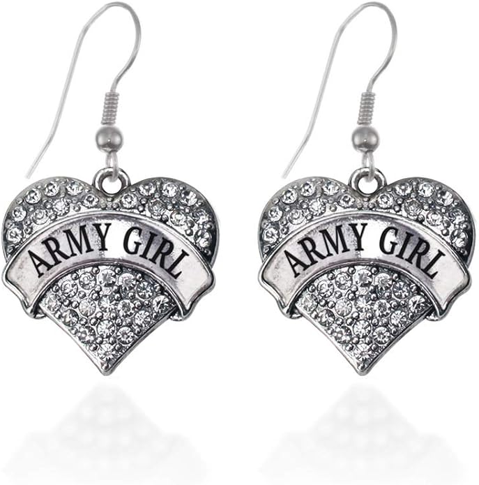 Inspired Silver - Silver Pave Heart Charm French Hook Drop Earrings with Cubic Zirconia Jewelry