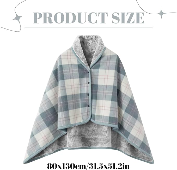 Wearable Blanket Soft Warm Plush Blanket with Buttons Shawl Wraps for Women Men Office Home 31.5x51.2 inch