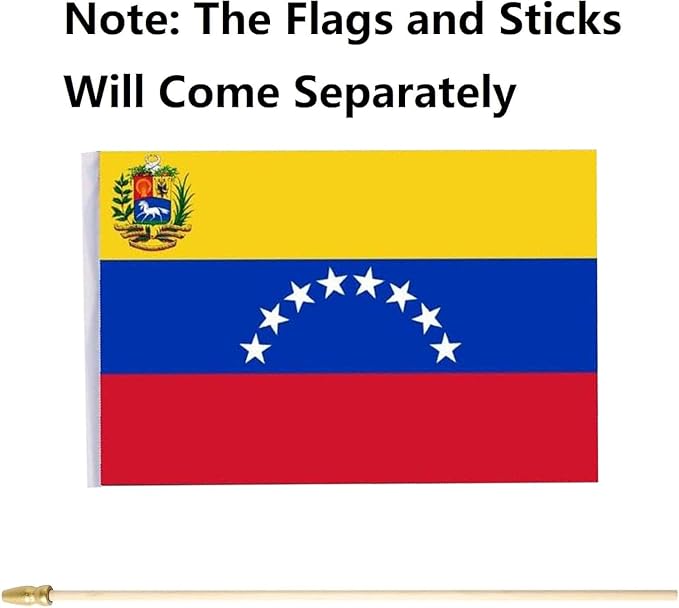 GSYLPFT 12 Pack Venezuela Flags on Sticks Venezuelan Small Mini Hand Held Flags for Office Classroom Holiday Party Decorations