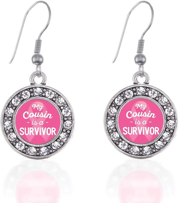 Inspired Silver - Silver Circle Charm French Hook Drop Earrings with Cubic Zirconia Jewelry