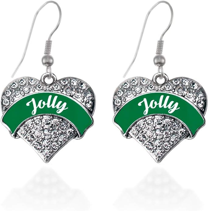 Inspired Silver - Silver Pave Heart Charm French Hook Drop Earrings with Cubic Zirconia Jewelry