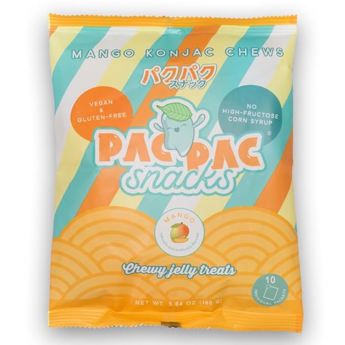 Mango Konjac Chews | Premium Konjac Jelly Treats | Vegan, Gluten-Free, Low-Calorie | Crafted in Japan | Only 4g Sugar, 0g Fat per Serving | Refreshing Fruit Snack for Weight Management