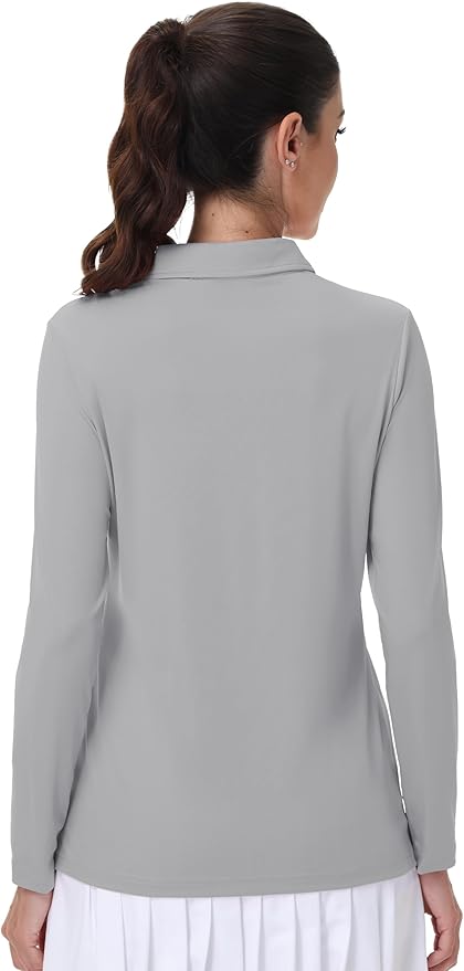 MAGCOMSEN Women's Polo Shirts Long Sleeve Golf Shirt Quick Dry UPF 50+ Sun Protection Lightweight Tennis Shirts