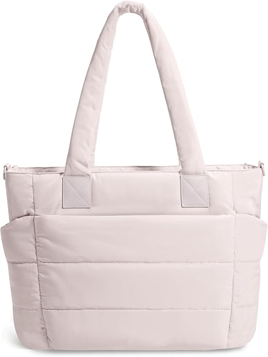 Tote Bag for Women Puffer Tote Bag Large Nurse Bags Shoulder Handbag with Zipper for Work Travel