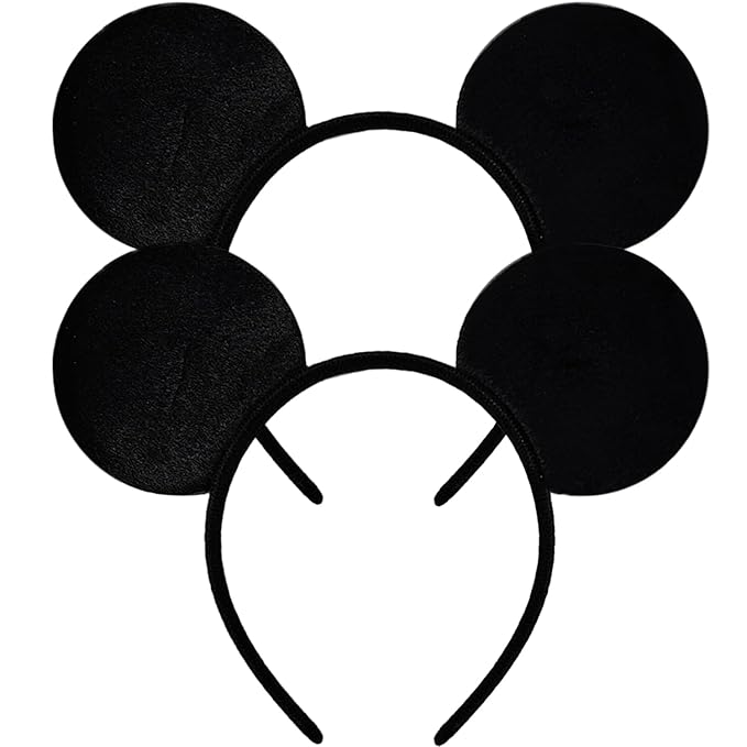 MADO 2 pack mouse ears headbands for adults women little girls boys (black, onesize)
