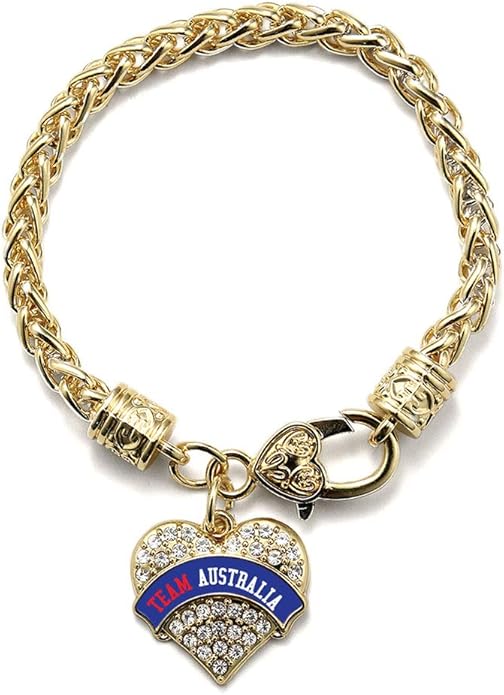Inspired Silver - Gold Pave Heart Charm Bracelet with Cubic Zirconia Jewelry