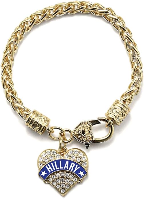 Inspired Silver - Gold Pave Heart Charm Bracelet with Cubic Zirconia Jewelry