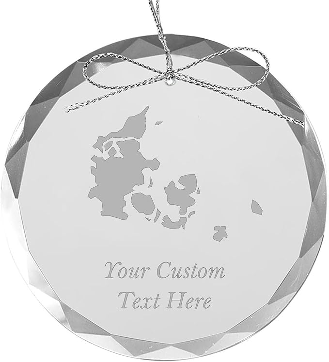 Denmark, Personalized Travel Christmas Ornament – Customized Engraved Glass Keepsake - Custom Family Trip & Vacation, 2024, 2025, 2026, 2027 & Name – Destination Xmas Holiday Ornament