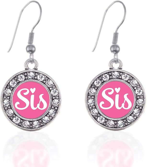 Inspired Silver - Silver Circle Charm French Hook Drop Earrings with Cubic Zirconia Jewelry