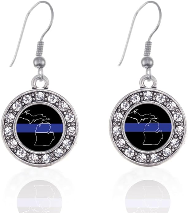 Inspired Silver - Silver Circle Charm French Hook Drop Earrings with Cubic Zirconia Jewelry
