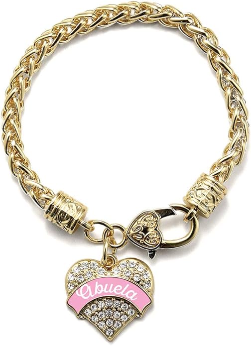 Inspired Silver - Gold Pave Heart Charm Bracelet with Cubic Zirconia Jewelry
