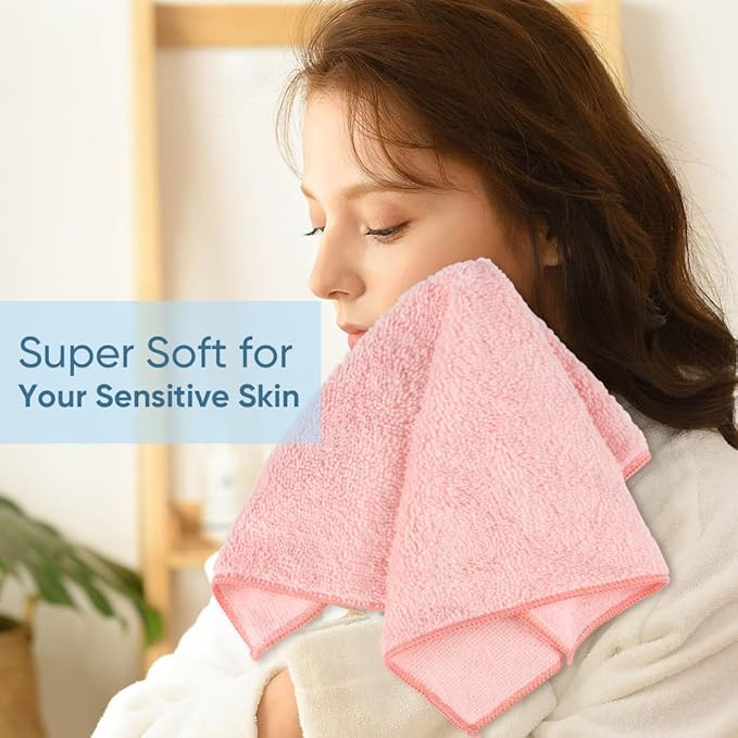 HOMEXCEL Microfiber Washcloths 24 Pack, Highly Absorbent and Soft Face Towel, Multi-Purpose Wash Cloths for Bathroom, Hotel, Spa, Gym, and Kitchen, 12x12 Inch