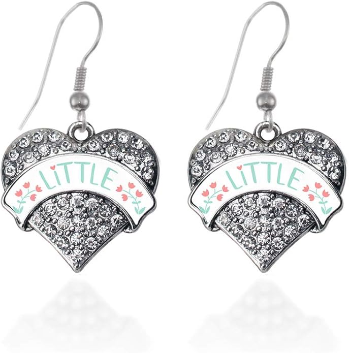 Inspired Silver - Silver Pave Heart Charm French Hook Drop Earrings with Cubic Zirconia Jewelry
