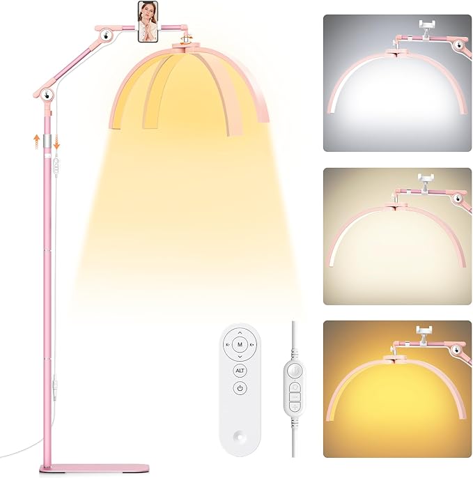 LIONVISON Half Moon Lash Lighting: LED Lash Lamp for Eyelash - 2nd Adjustable Brightness Warm to Cool Esthetician Light for Lash Artist Tattoo Salon