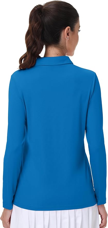MAGCOMSEN Women's Polo Shirts Long Sleeve Golf Shirt Quick Dry UPF 50+ Sun Protection Lightweight Tennis Shirts