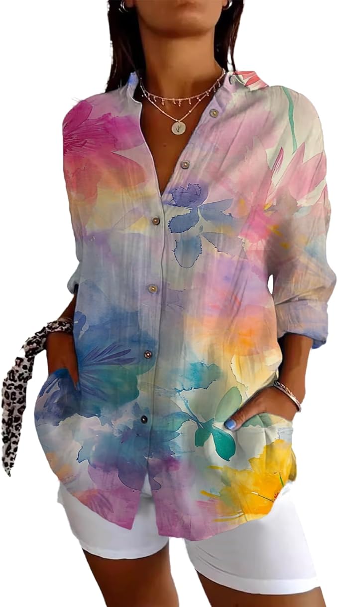 Fashion Summer Shirts V Neck Japanese Art Vintage Floral Graphic Button Down Trendy Hawaiian Holiday Outfits
