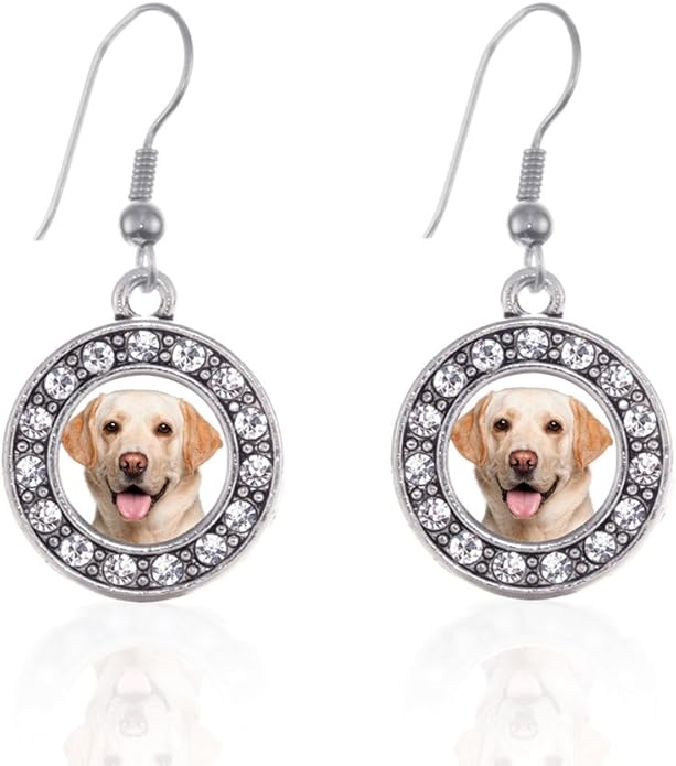 Inspired Silver - Silver Circle Charm French Hook Drop Earrings with Cubic Zirconia Jewelry