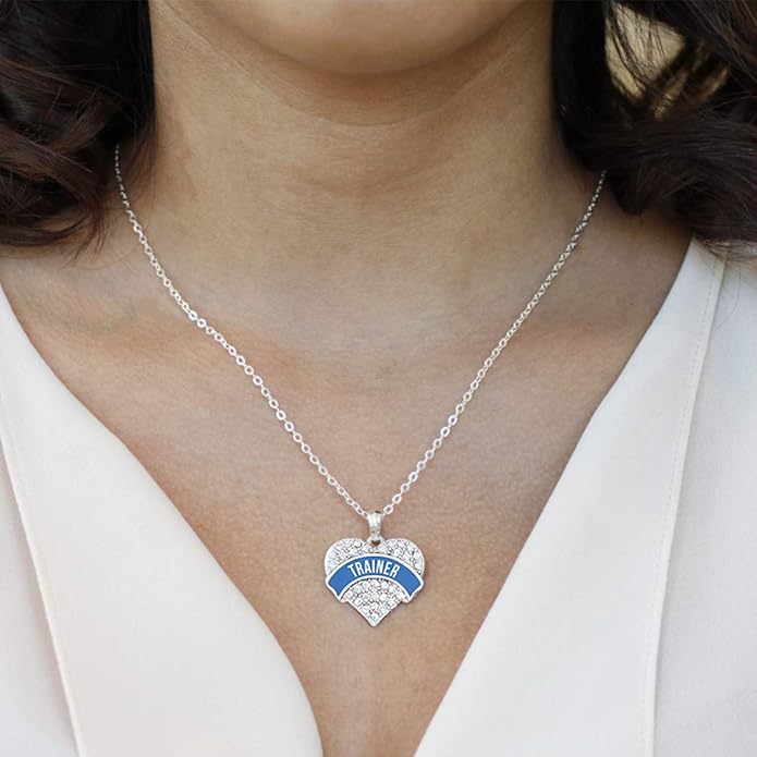 Inspired Silver - Silver Pave Heart Charm 18 Inch Necklace with Cubic Zirconia Jewelry