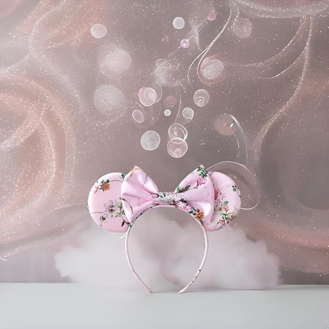 KARETT Sequins Mouse Ears Headband With Glitter Bow Princess Party Decorations For Girls Women