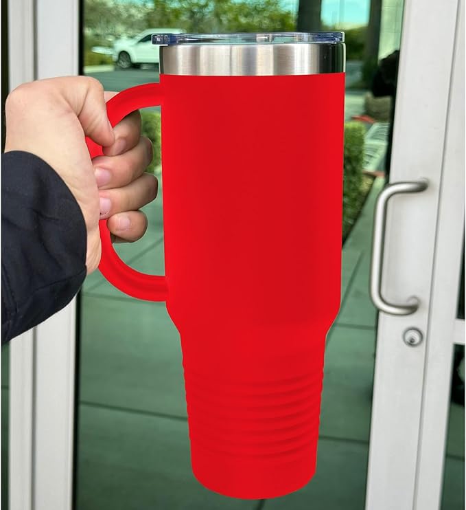 LaserGram 40oz Vacuum Insulated Travel Mug with Handle, CNA Certified Nurse Assistant, Personalized Engraving Included (Red)