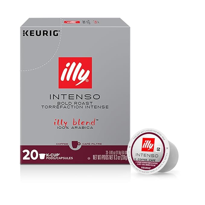 illy Coffee K Cup, Pods for Keurig Machines, Intenso Dark Roast, 100% Arabica, Premium Italian Coffee, 20 Count, 1 Pack