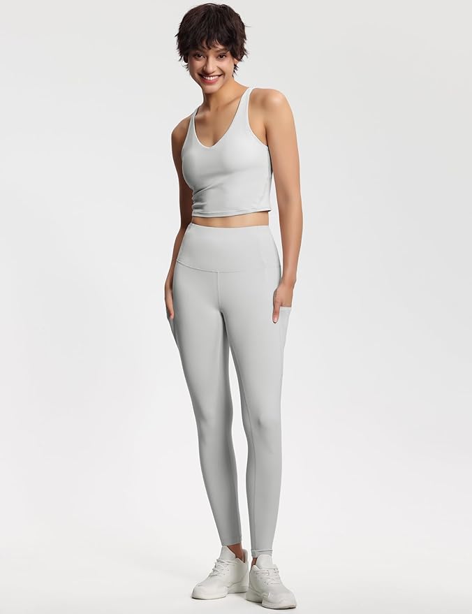 THE GYM PEOPLE Thick High Waist Yoga Pants with Pockets, Tummy Control Workout Running Yoga Leggings for Women