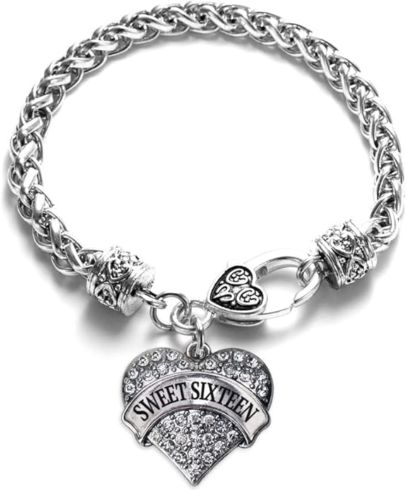 Inspired Silver - Silver Pave Heart Charm Bracelet with Cubic Zirconia Jewelry