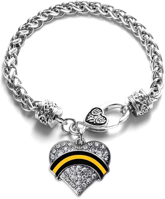 Inspired Silver - Silver Pave Heart Charm Bracelet with Cubic Zirconia Jewelry