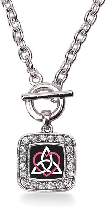 Inspired Silver - Silver Square Charm 18 Inch Necklace with Cubic Zirconia Jewelry