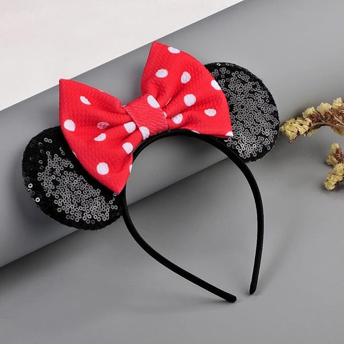 FANYITY Mouse Costume Ears,2 Pcs Mouse Ears Headbands for Girls & Women Party,Size Free (Pink dots 2)