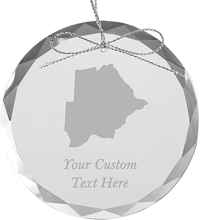 Botswana, Personalized Travel Christmas Ornament – Customized Engraved Glass Keepsake - Custom Family Trip & Vacation, 2024, 2025, 2026, 2027 & Name – Destination Xmas Holiday Ornament
