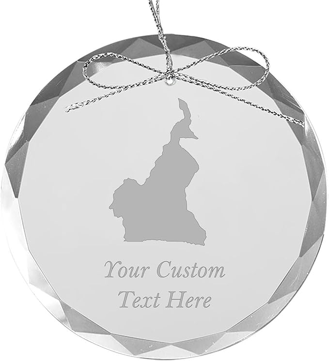 Cameroon, Personalized Travel Christmas Ornament – Customized Engraved Glass Keepsake - Custom Family Trip & Vacation, 2024, 2025, 2026, 2027 & Name – Destination Xmas Holiday Ornament